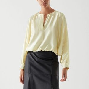 COS yellow draped sleeve blouse